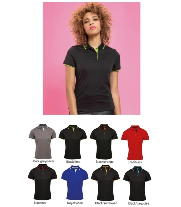 Premier PR619 Ladies Contrast Coolchecker Polo Shirt